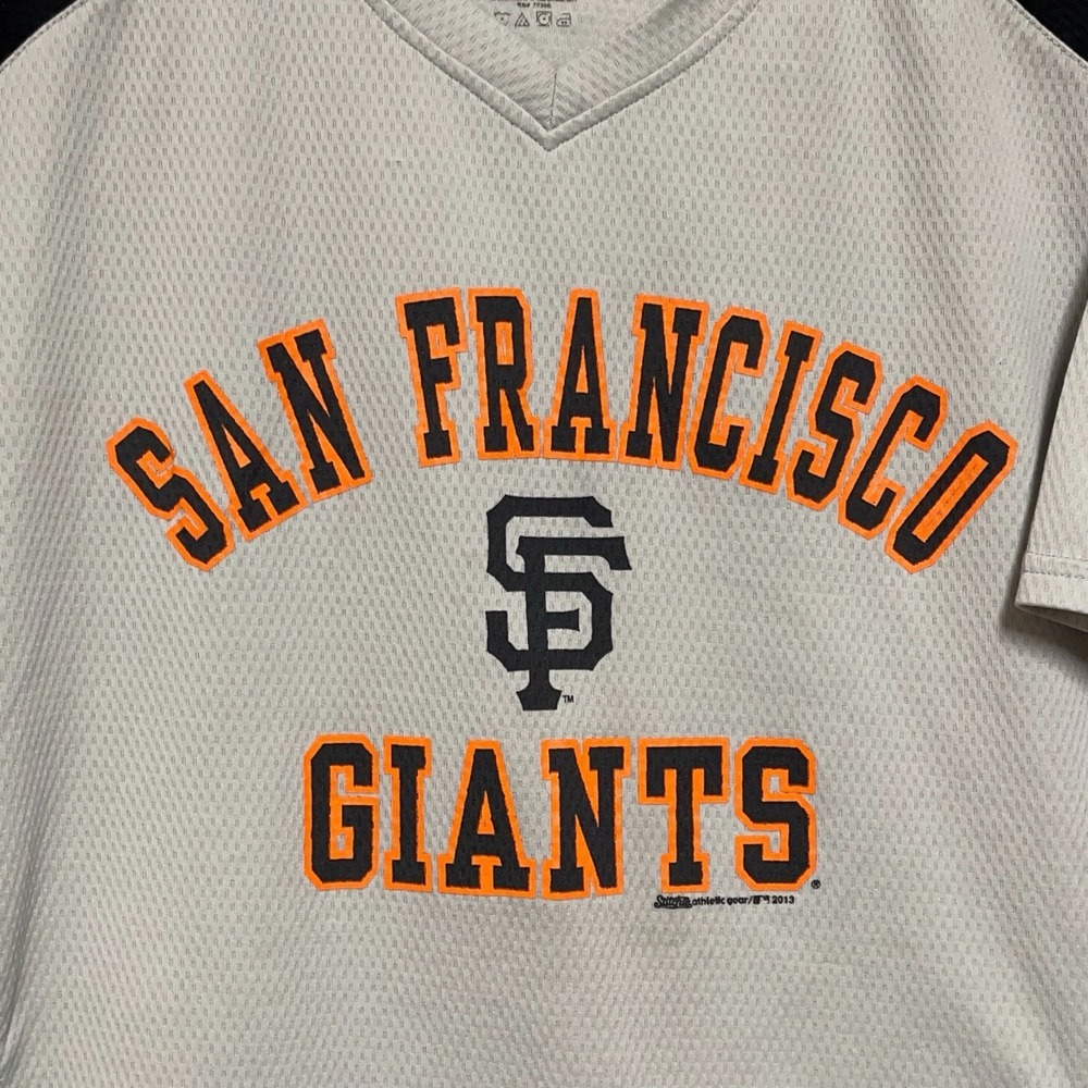 Stitches San Francisco Giants Shirt Men XL Gray Black MLB V-Neck Jersey Baseball